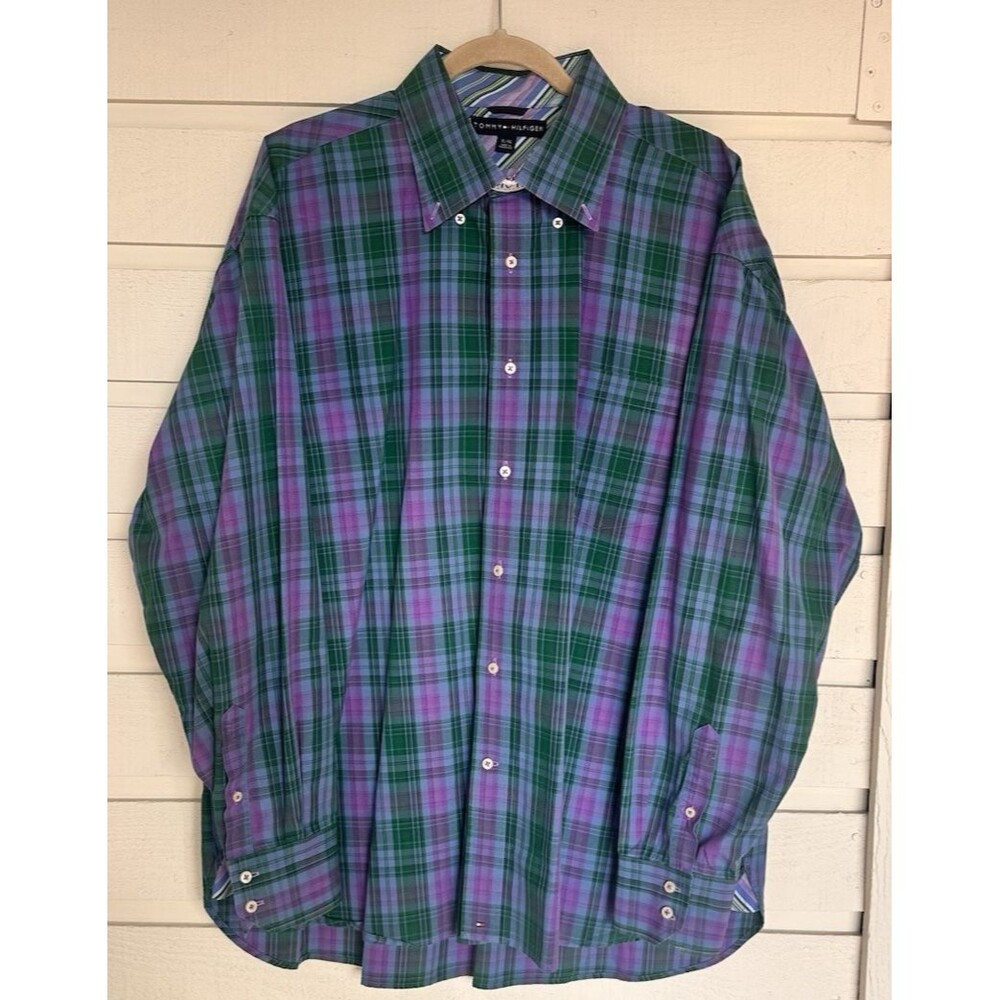 Tommy Hilfiger Cotton Button Down Shirt Retro 90's Vintage Y2K Plaid XL